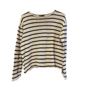Zara Knit Black & Cream Striped Sweater Size:M